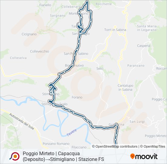 Percorso linea bus COTRAL