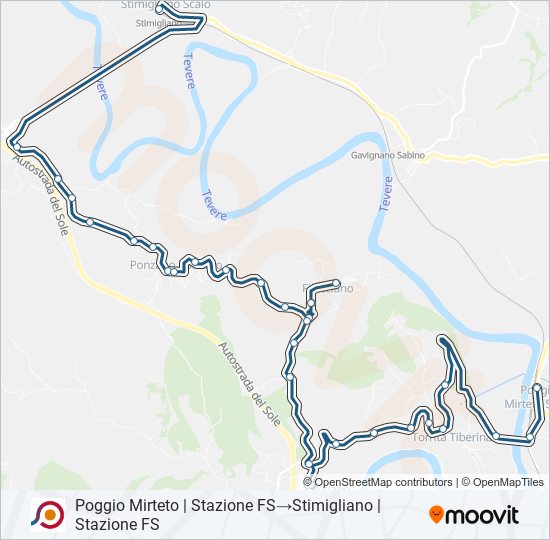 Percorso linea bus COTRAL