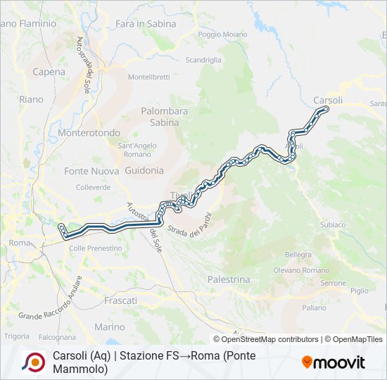 Percorso linea bus COTRAL