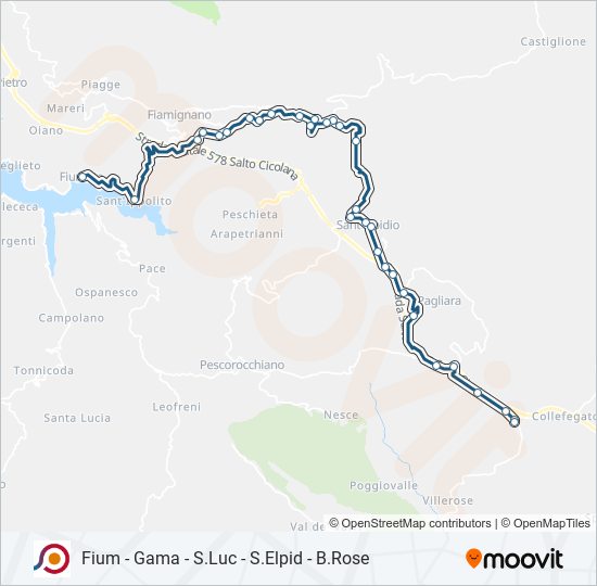 Percorso linea bus COTRAL