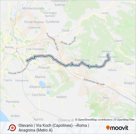 Percorso linea bus COTRAL