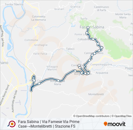 Percorso linea bus COTRAL