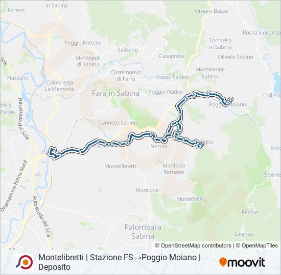 Percorso linea bus COTRAL