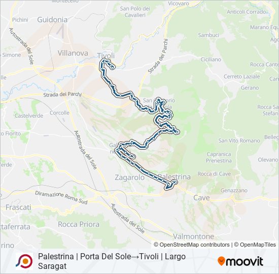 Percorso linea bus COTRAL