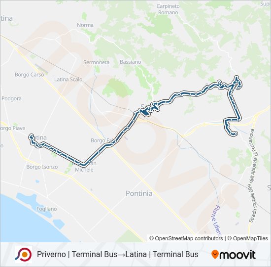 Percorso linea bus COTRAL