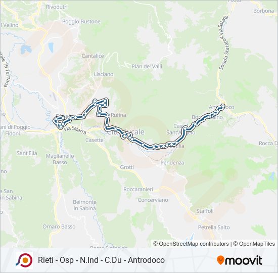 Percorso linea bus COTRAL