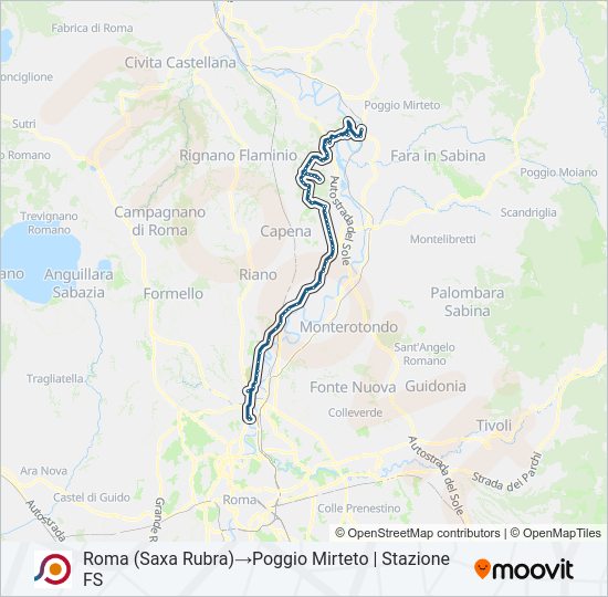 Percorso linea bus COTRAL