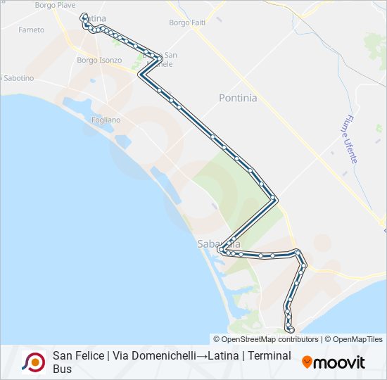 Percorso linea bus COTRAL