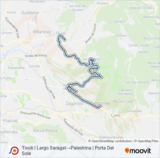 Percorso linea bus COTRAL