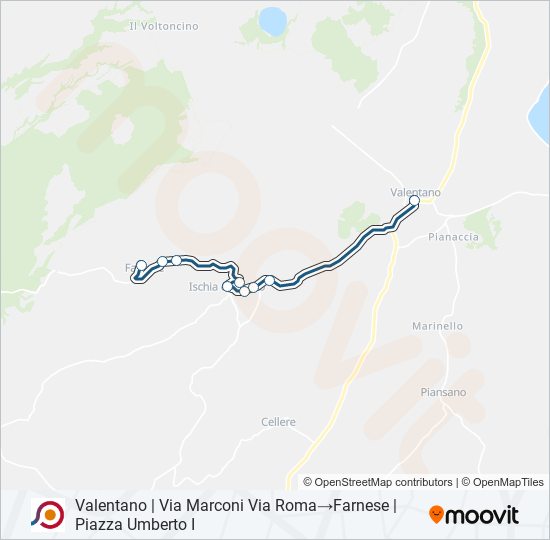 Percorso linea bus COTRAL