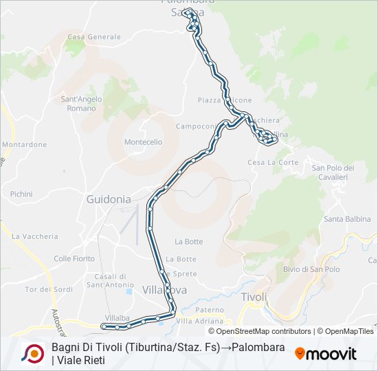 Percorso linea bus COTRAL