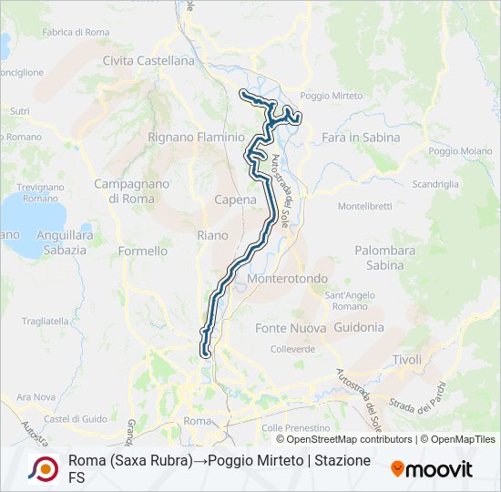 Percorso linea bus COTRAL