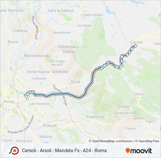 Percorso linea bus COTRAL