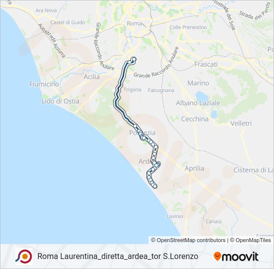 Percorso linea bus COTRAL