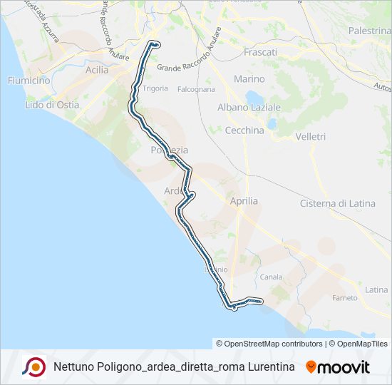 Percorso linea bus COTRAL