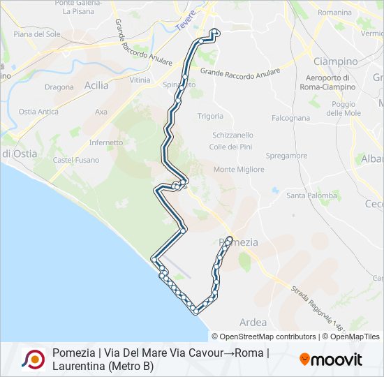 Percorso linea bus COTRAL