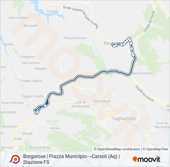 Percorso linea bus COTRAL