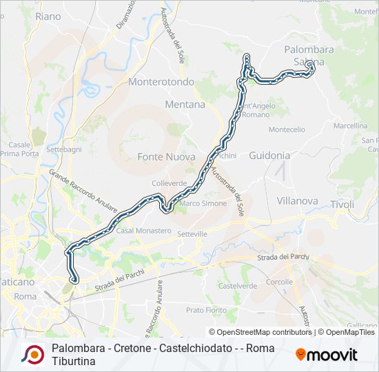 Percorso linea bus COTRAL