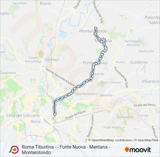 Percorso linea bus COTRAL