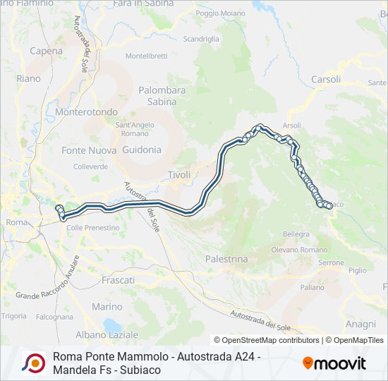 Percorso linea bus COTRAL