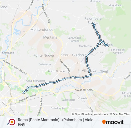 Percorso linea bus COTRAL