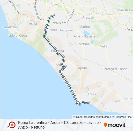 Percorso linea bus COTRAL