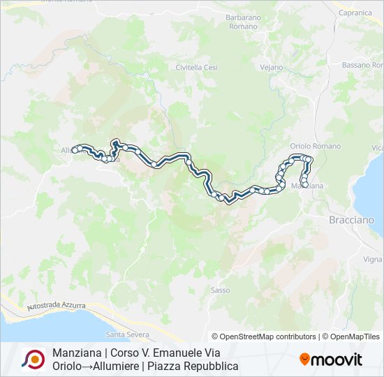 Percorso linea bus COTRAL