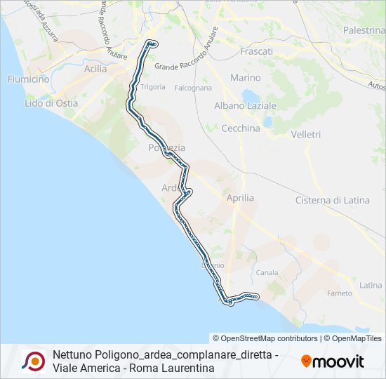 Percorso linea bus COTRAL