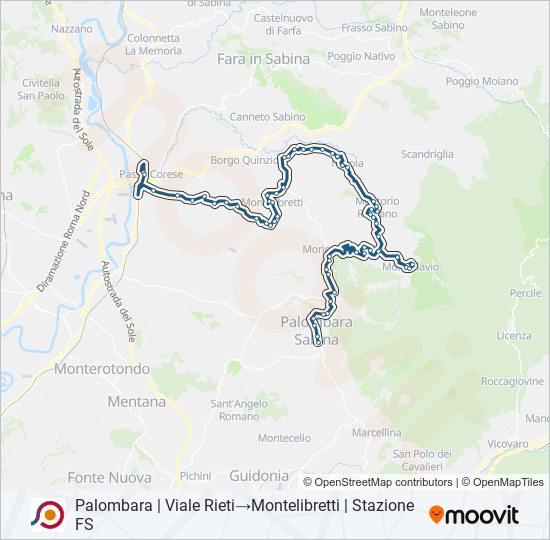 Percorso linea bus COTRAL