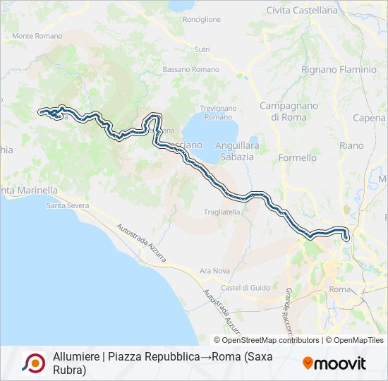 Percorso linea bus COTRAL