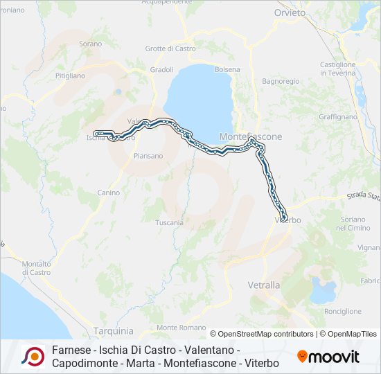 Percorso linea bus COTRAL