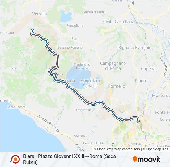 Percorso linea bus COTRAL