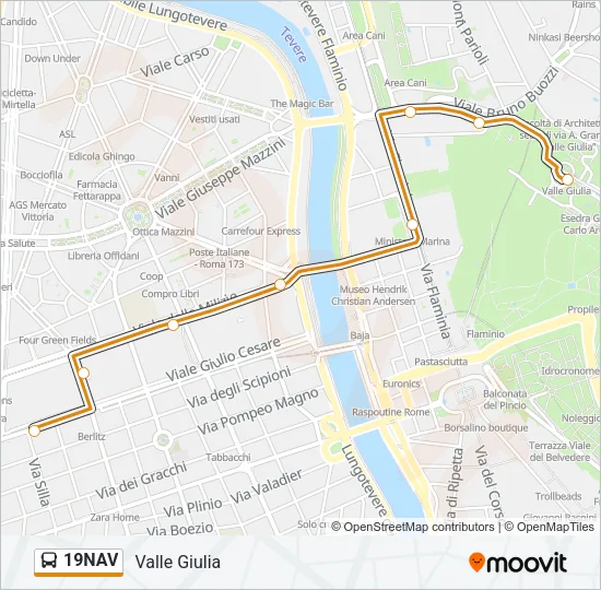 Percorso linea bus 19NAV