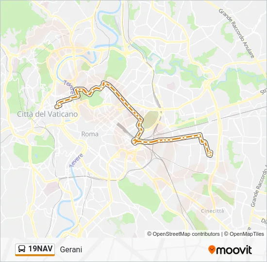 Percorso linea bus 19NAV