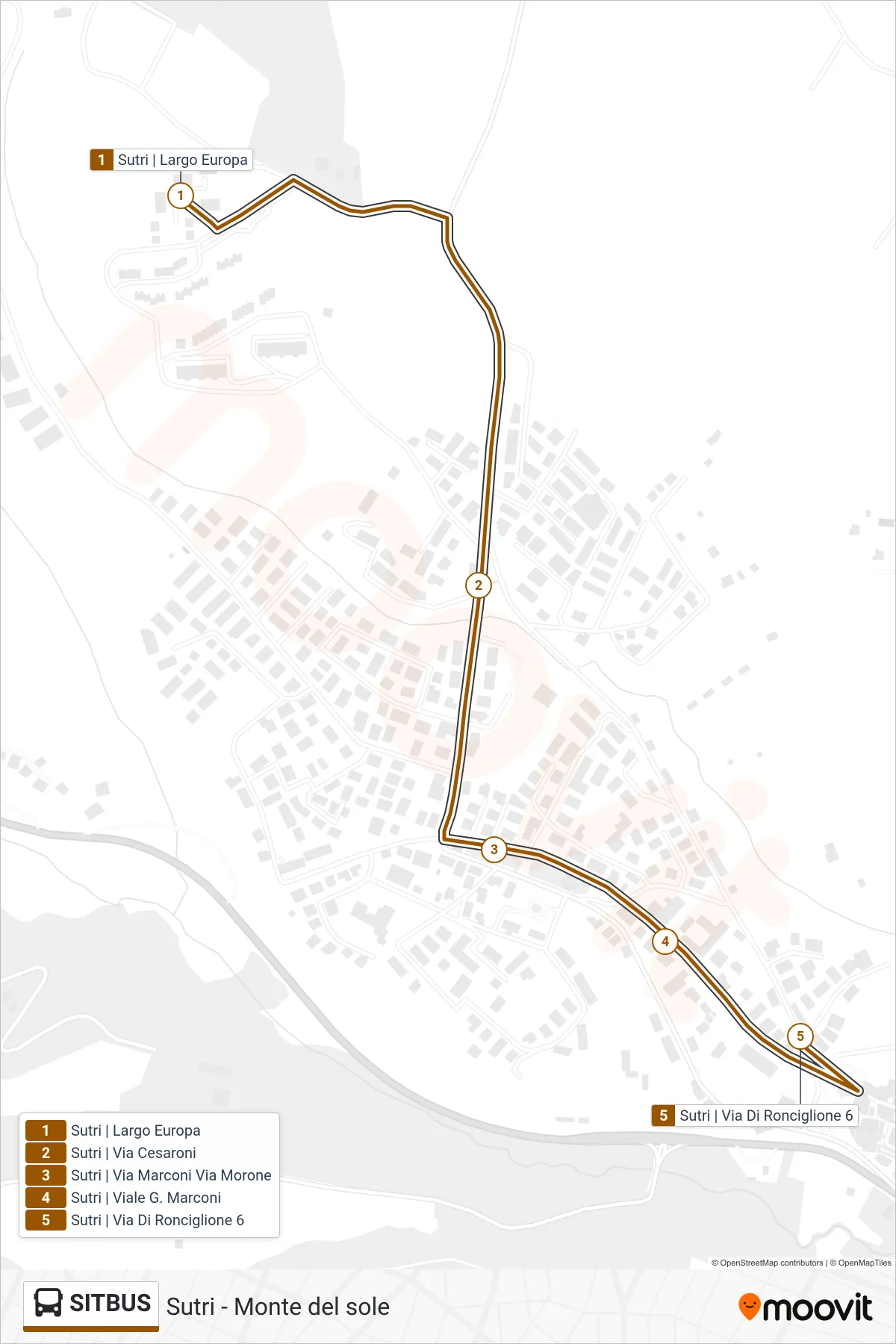Linea SITBUS bus (Sutri | Via Ronciglione) - Percorsi e fermate sulla mappa