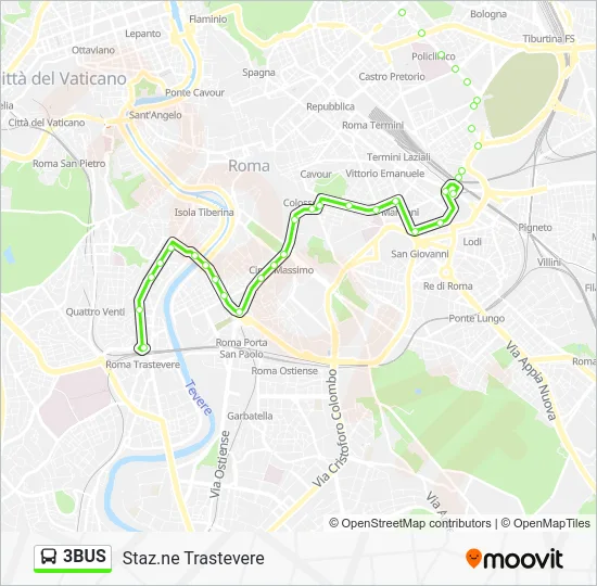 Percorso linea bus 3BUS