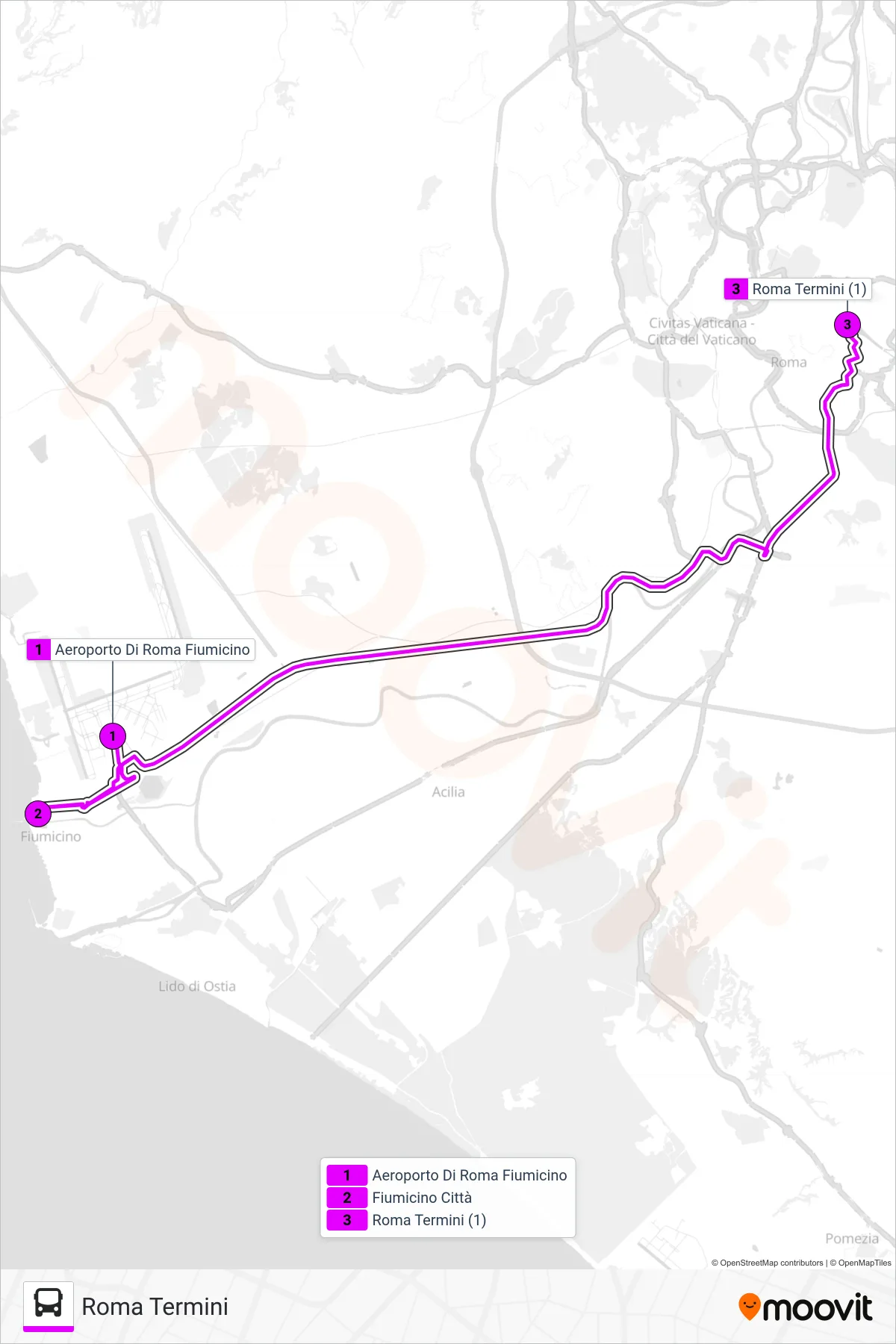 Linea TERRAVISION bus (Roma Termini) - Percorsi e fermate sulla mappa