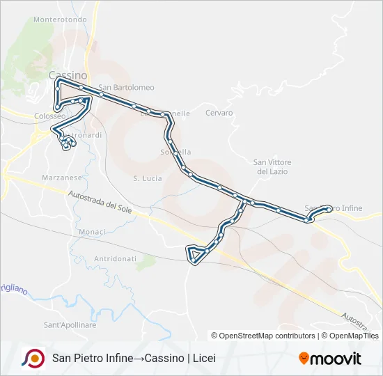 Percorso linea bus COTRAL