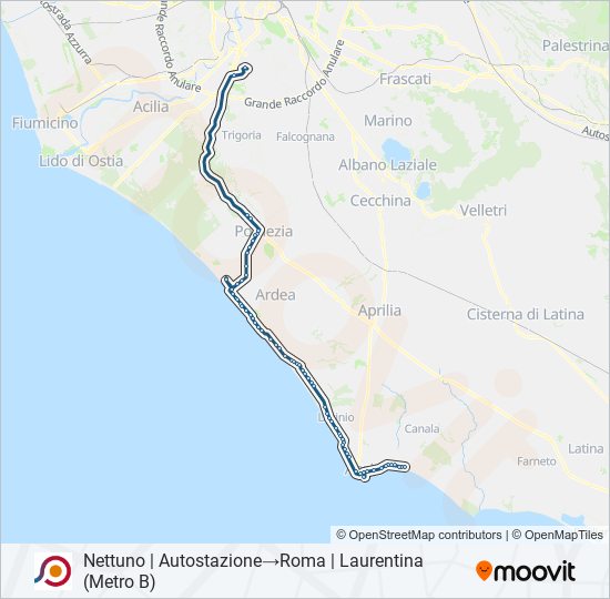 Percorso linea bus COTRAL