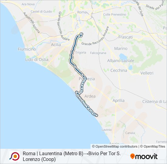 Percorso linea bus COTRAL