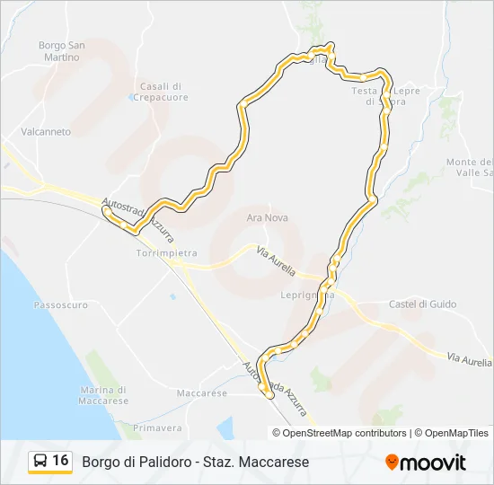16 Bus Line Map