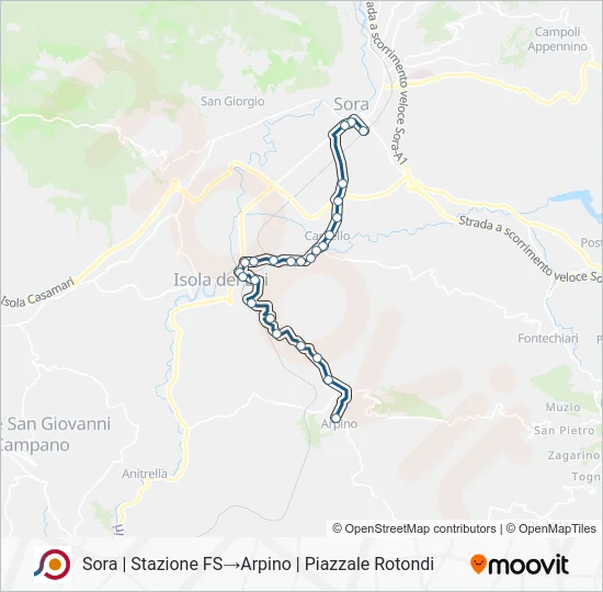 Percorso linea bus COTRAL