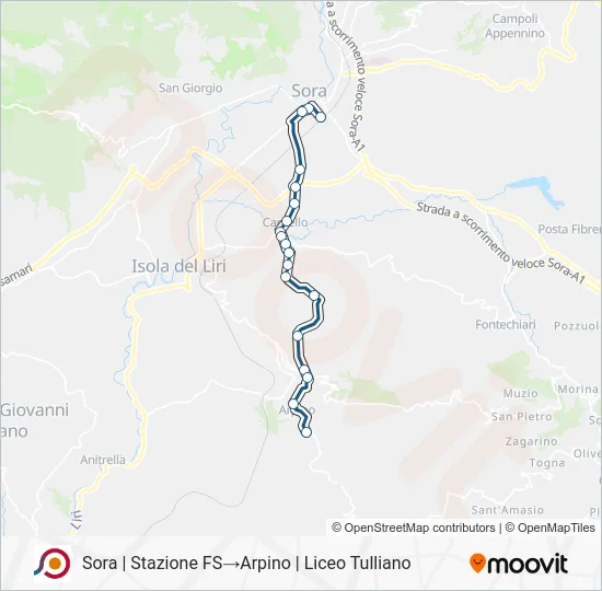 Percorso linea bus COTRAL