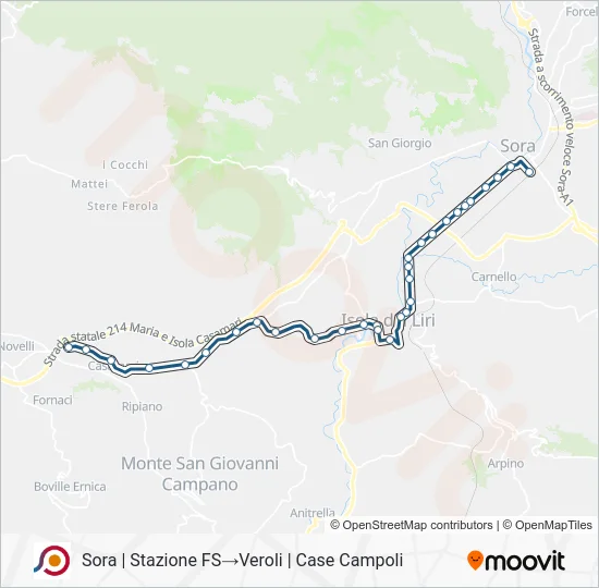 Percorso linea bus COTRAL