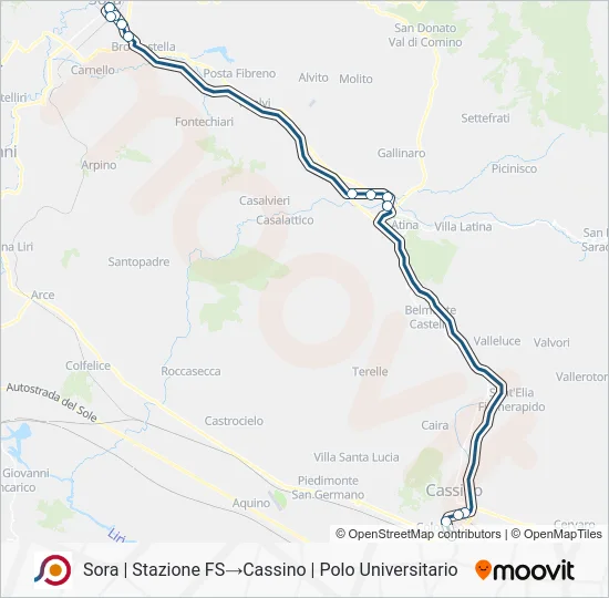 Percorso linea bus COTRAL