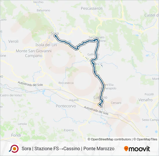 Percorso linea bus COTRAL