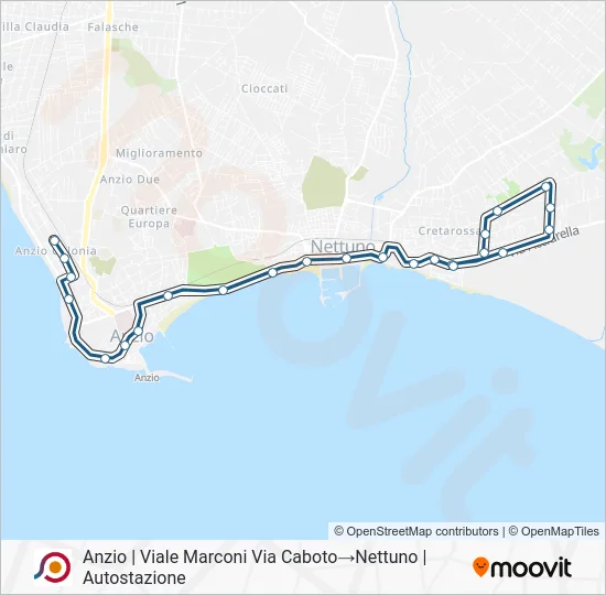 Percorso linea bus COTRAL