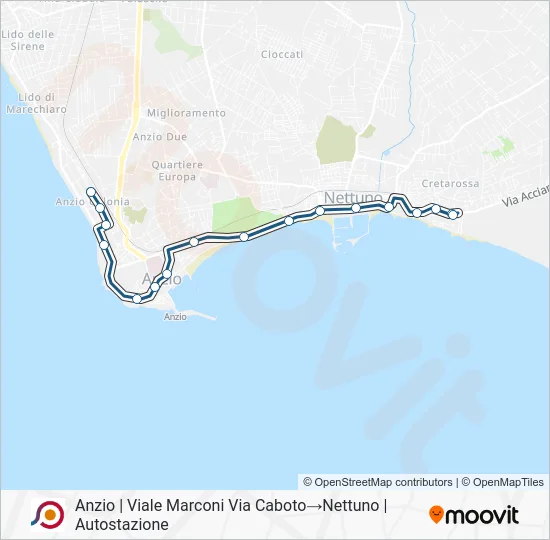 Percorso linea bus COTRAL