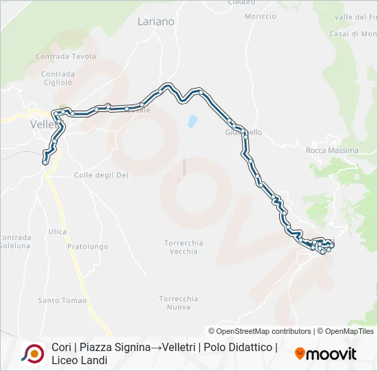 Percorso linea bus COTRAL