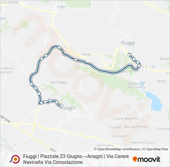 Percorso linea bus COTRAL